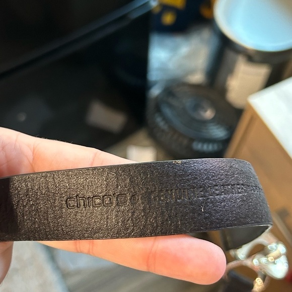 Chicos Black Leather Clasp Belt - Picture 2 of 4